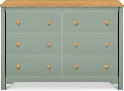 Shea Six Drawer Dresser Light Sage And Honey For Nursery