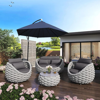 Six Piece Aluminum Patio Furniture Set With Cushions