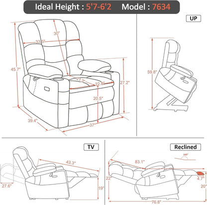 Large Dual Motor Power Lift Recliner With Massage And Heat