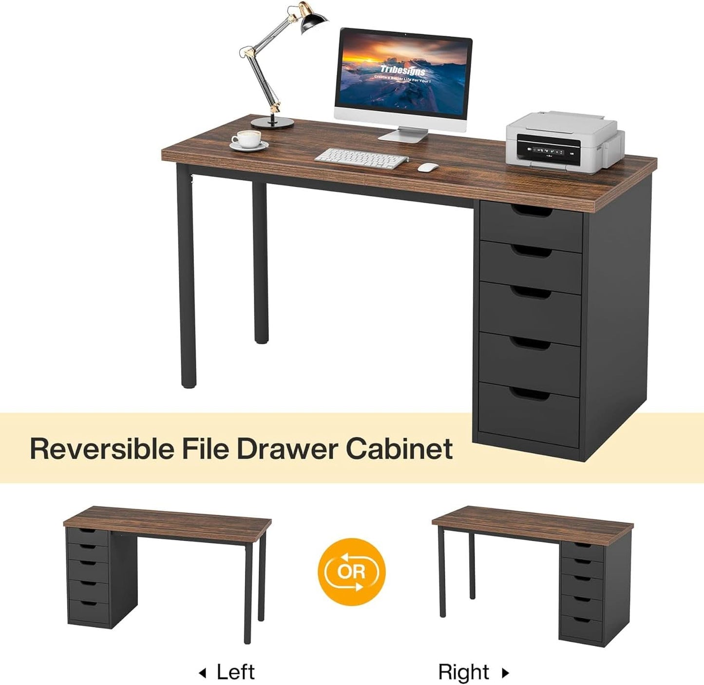 Industrial Rustic Brown Forty Seven Inch Computer Desk Storage