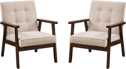 Mid-Century Fabric Upholstered Armchair Set Of Two