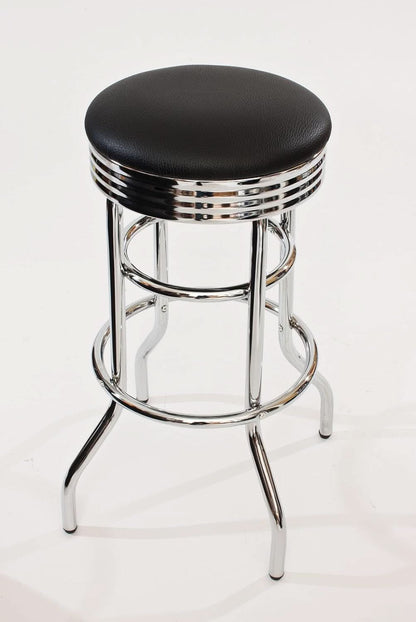 Heavy Duty Backless Swivel Bar Stools with Faux Leather