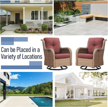 11 Piece Outdoor Furniture Set with Swivel Rocker Chairs
