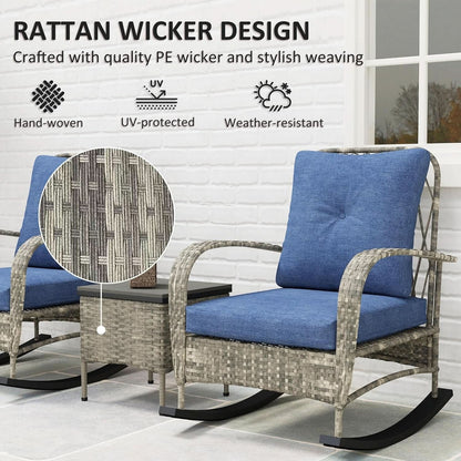Stylish Three Piece Wicker Patio Furniture Set