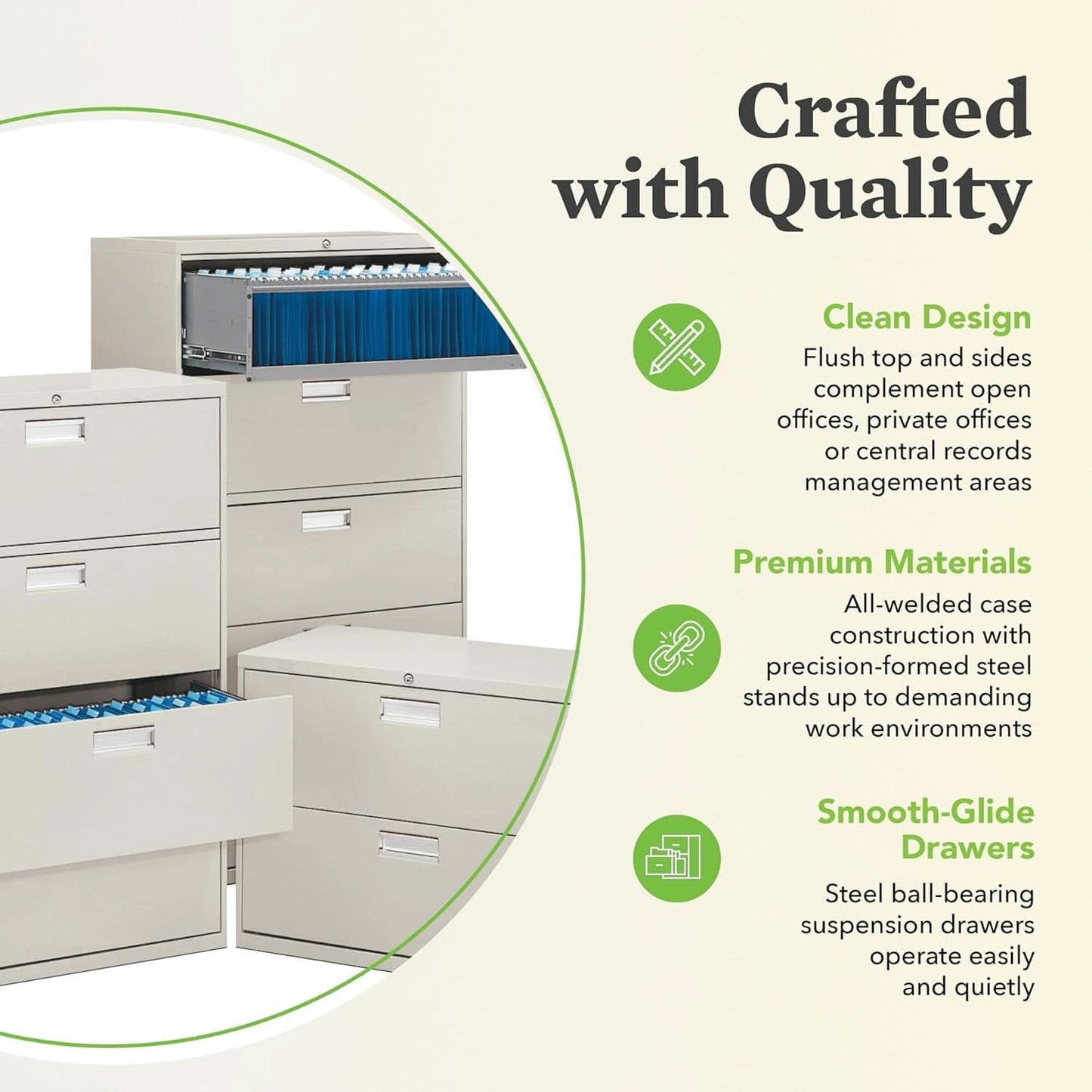 4 Drawer Lateral File Cabinet With Lock Light Gray