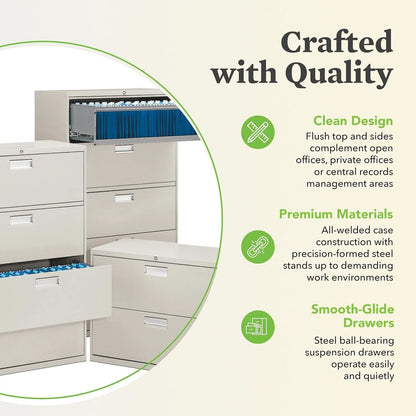 4 Drawer Lateral File Cabinet With Lock Light Gray