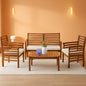 Outdoor Wood Sofa Set Natural Acacia With Thick Cushions