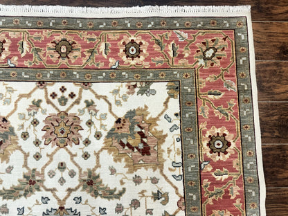 Flatweave Soumak Rug 6x9, Nourison Rug, Wool Handmade, Floral, Ivory