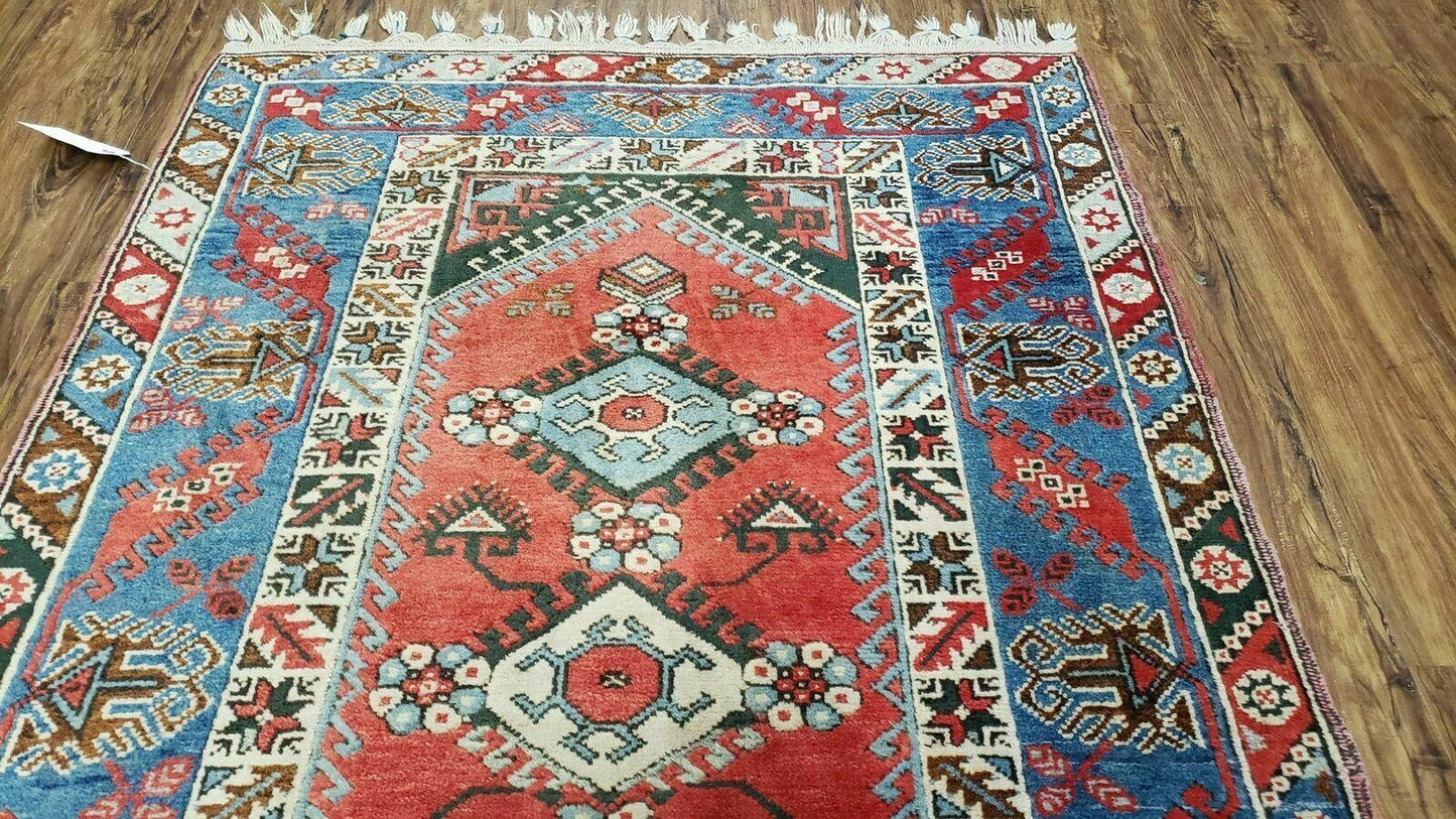 4' X 6' Handmade Turkish Super Kazak Shirvan Wool Rug Colorful