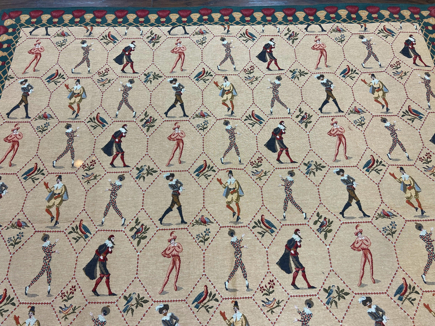 Square Tapestry 5x5, Wall Hanging, Human Pictorials, Court Jesters, Vintage