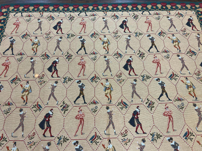 Square Tapestry 5x5, Wall Hanging, Human Pictorials, Court Jesters, Vintage