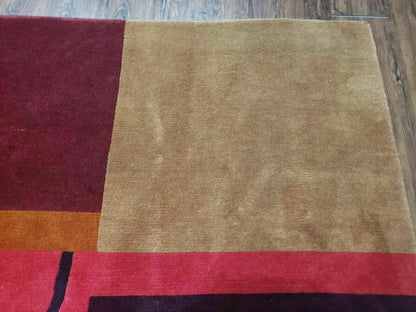 8' X 10' Tibetan Nepal Art Deco Hand Knotted Wool Rug Modern Contemporary Nice