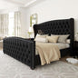 Queen Size Platform Bed Frame With Nailhead Trim Deluxe