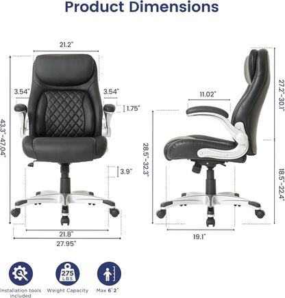 Ergonomic Office Chair With Adjustable Lumbar Support Black