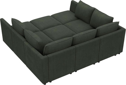 Emerald Green Modular Sleeper Sofa With Hidden Storage Compartment