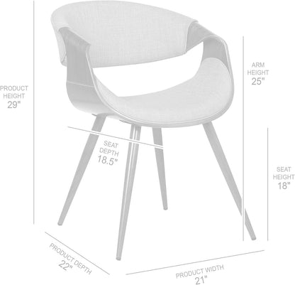 Butterfly Mid Century Modern Dining Chair Blue Upholstery Walnut Finish