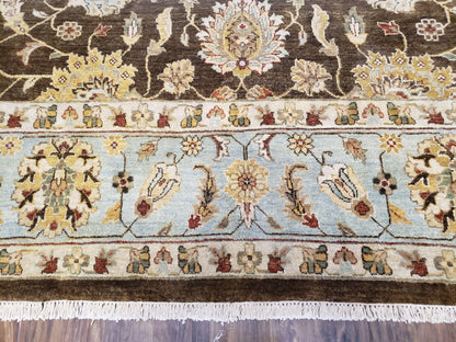 9x12 Vintage Handmade Wool Rug Carpet Indo Mahal Oushak Nice Brown Blue