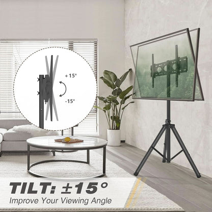 Tripod TV Stand For 23-75 Inch TVs Tilt 15 Degrees