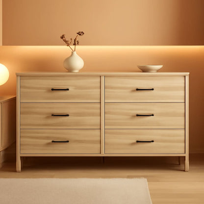Mid-Century Modern 6 Drawer Dresser With Chevron Pattern