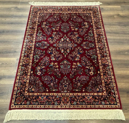 4x6 Karastan Rug Red Sarouk #785, Wool Pile Original 700 Series, Vintage Discontinued