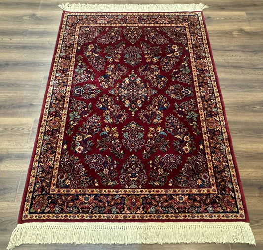 4x6 Karastan Rug Red Sarouk #785, Wool Pile Original 700 Series, Vintage Discontinued