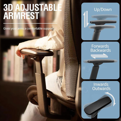 Grey Ergonomic Mesh Office Chair With Lumbar Support