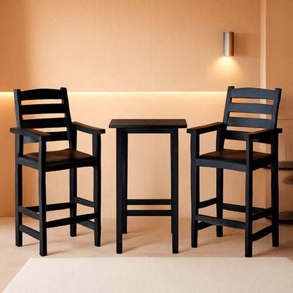 Black Balcony Adirondack Bar Chair Set With Table 3 Piece