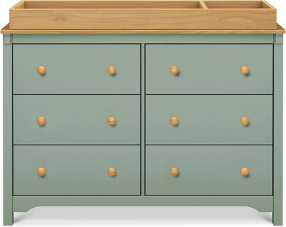 Shea Six Drawer Dresser Light Sage And Honey For Nursery