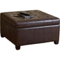 Marbled Brown Leather Storage Ottoman for Living Room
