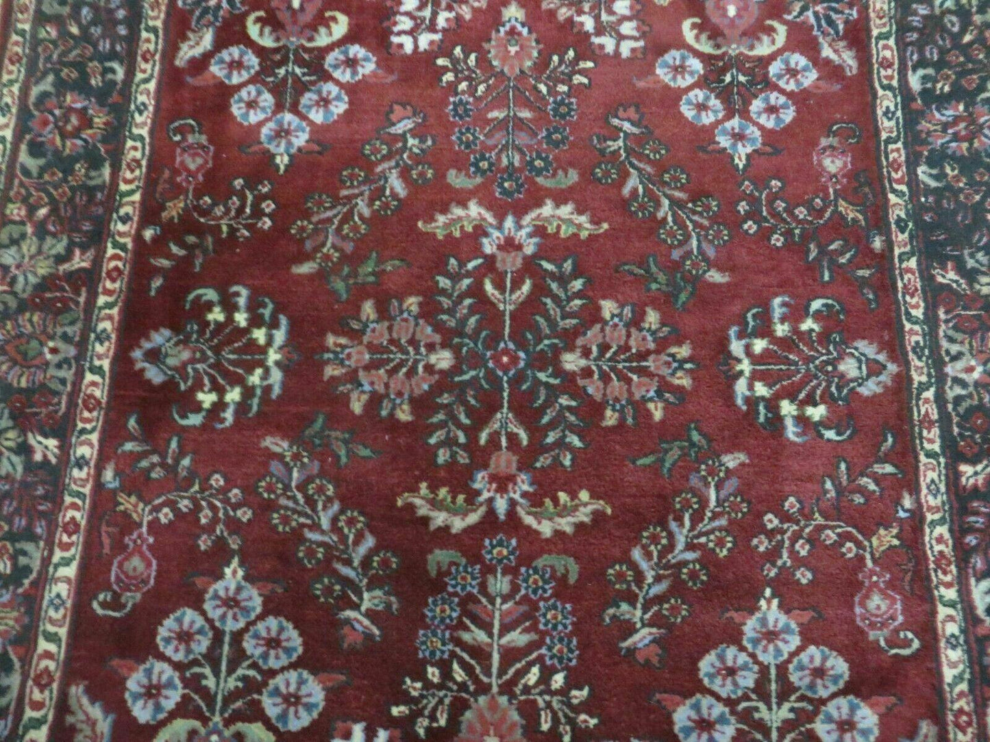 4' X 6' Vintage Handmade Fine India Jaipur Floral Oriental Wool Rug Red Nice