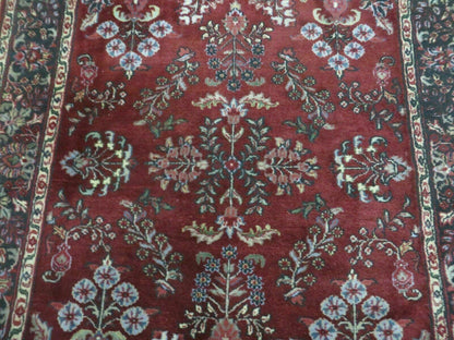 4' X 6' Vintage Handmade Fine India Jaipur Floral Oriental Wool Rug Red Nice