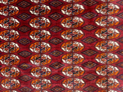 Persian Turkoman Rug 7x9, Red Tribal Carpet