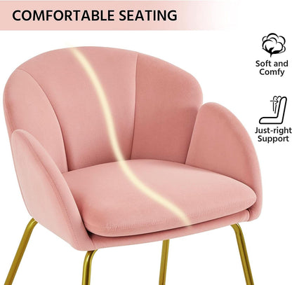 Pink Velvet Flower Armchair With Gold Legs Living Room