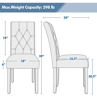 Dining Chairs Set of 6 White Leather Seat Solid Wood Legs