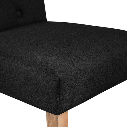 Tufted Upholstered Dining Chair Pair With Solid Wood Legs Black