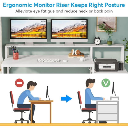 White Computer Desk With File Cabinet And Monitor Stand