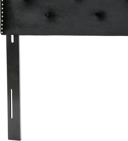 Contemporary Black Velvet Headboard with Button Tufted Design