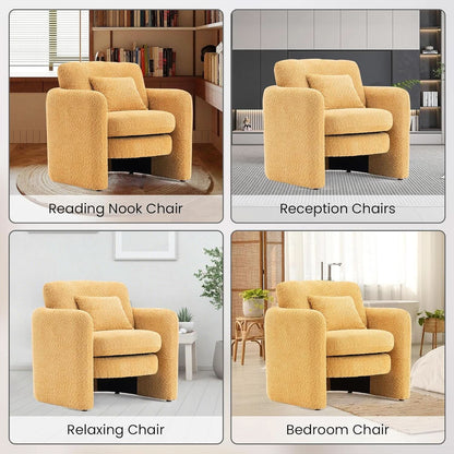 Oversized Accent Chair Yellow Chenille Armchair Living