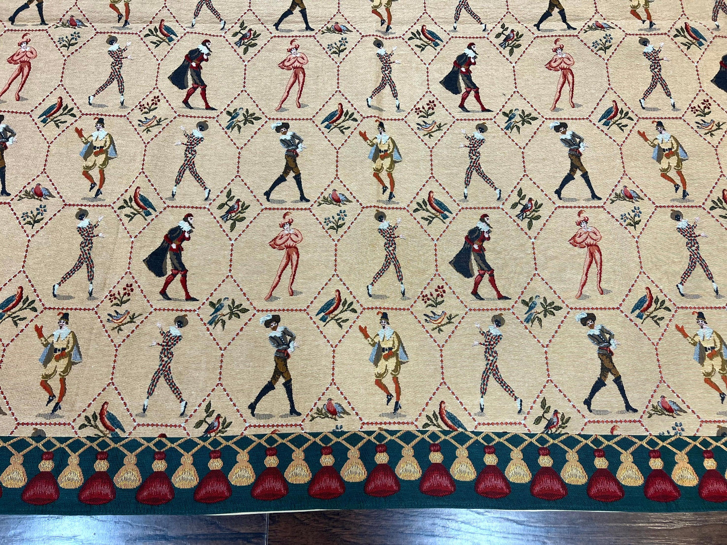 Square Tapestry 5x5, Wall Hanging, Human Pictorials, Court Jesters, Vintage