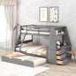 Gray Twin Over Full Bunk Bed With Trundle And Desk