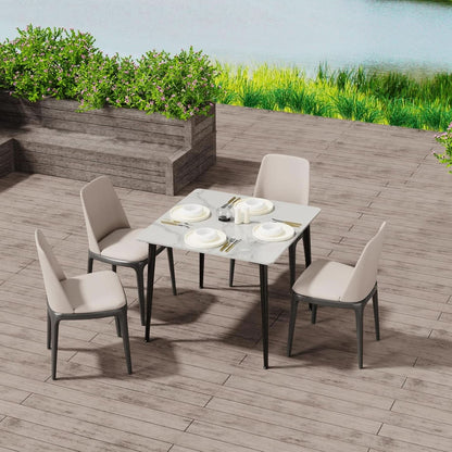 32 Inch Sintered Stone Dining Table With Black Legs