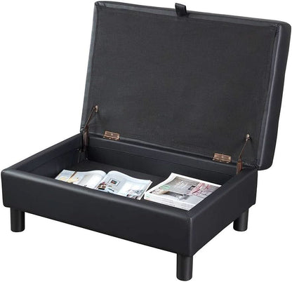 Faux Leather Sectional Sofa With Chaise Black For Living