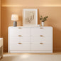 Fluted 6 Drawer Dresser 54 Inch White Solid Wood Storage