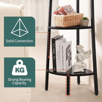 4 Tier Corner Shelf With Metal Frame Tall Bookcase
