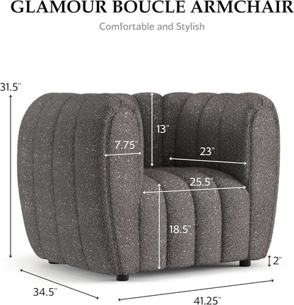 Charcoal Gray Vertical Channel Tufted 3 Piece Sofa Set
