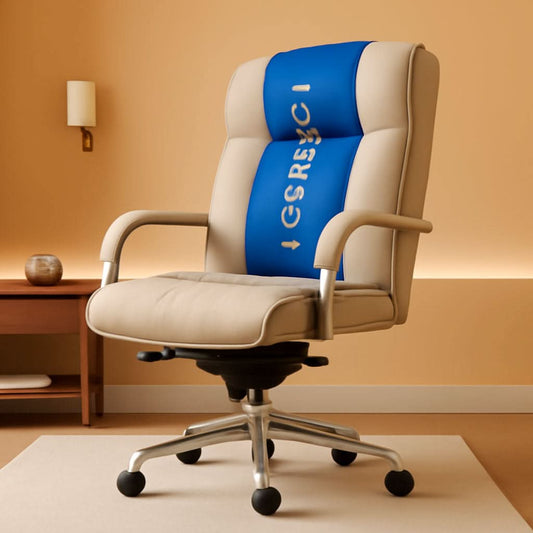 Quilted Leather Executive Office Chair With Lumbar Support Cream