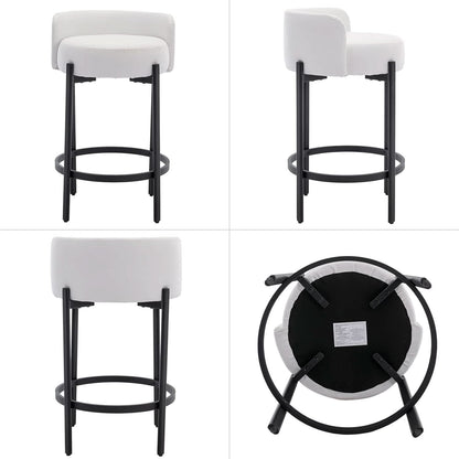 26 Inch Round Faux Leather Bar Stools Set Of 2 White