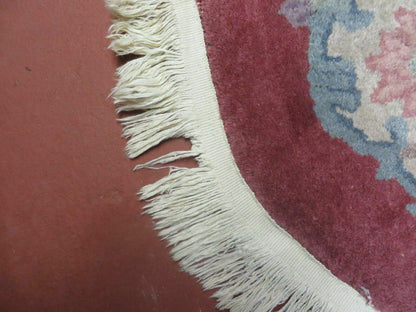 Oval Chinese Art Deco Rug 3x5 Vintage Wool Carpet