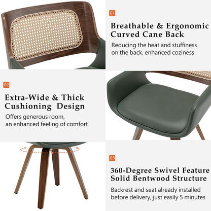 Ergonomic Walnut Swivel Dining Chairs With Armrests