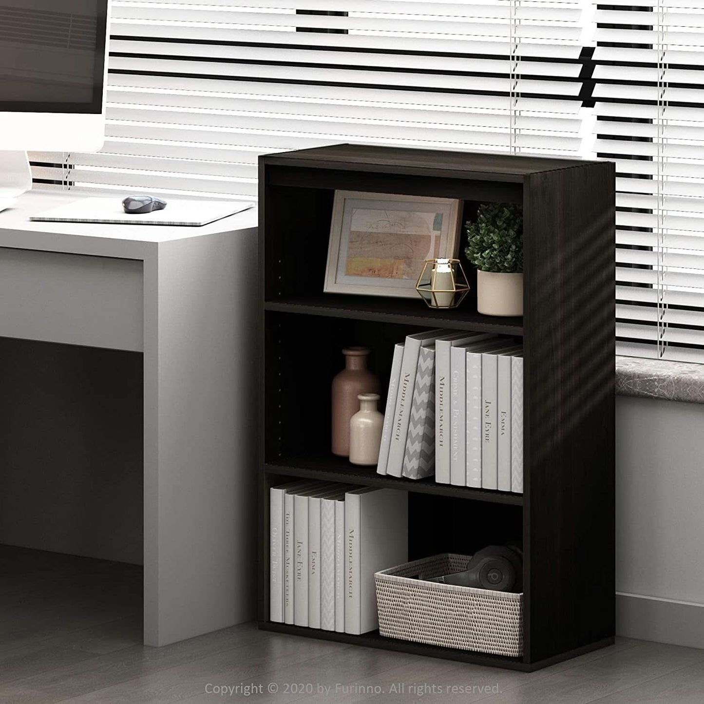 Pasir 3 Tier Open Shelf Bookcase Dark Espresso 31 Inch